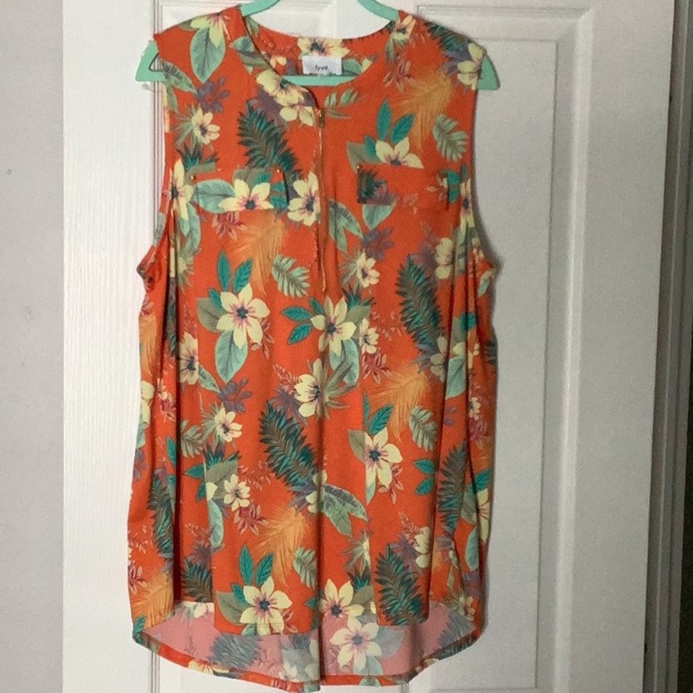 Fyve Floral Sleeveless Top - Orange